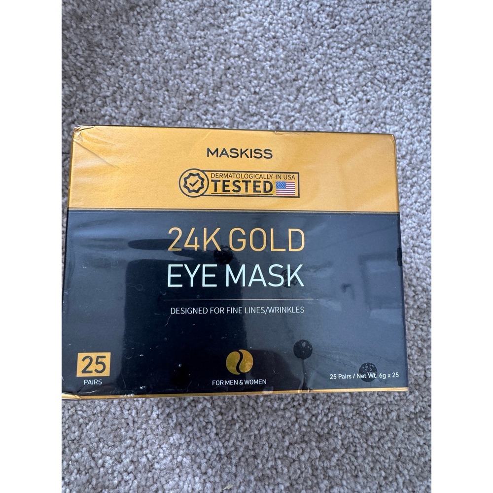 MASKISS 24K Gold Eye Masks 25 Pairs Anti-Aging Under Eye Patches NIB